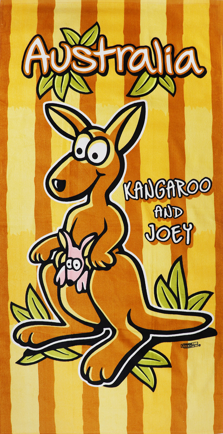 100% Cotton Australian Souvenir Aussie Kangaroos Flag Soft Beach Bath Towel Gift, Surfers Paradise