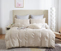 Tufted Boho Striped Embroidery Quilt/Doona/Duvet Cover Set - Super King Size