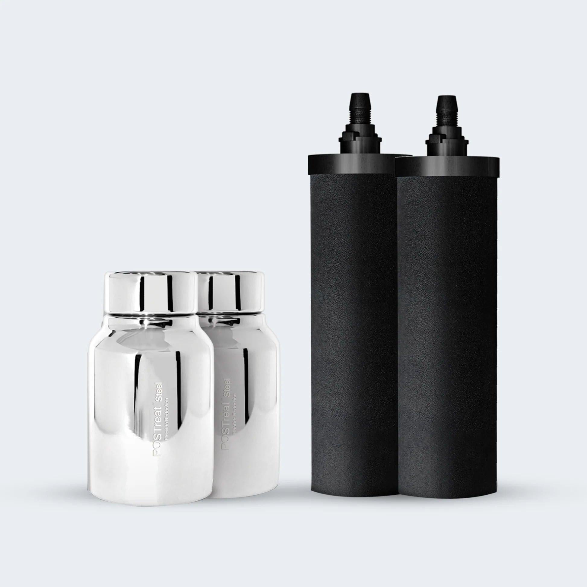 Phoenix 8L Stainless Steel Gravity Water Filter + POSTreat Fluoride cartridges.