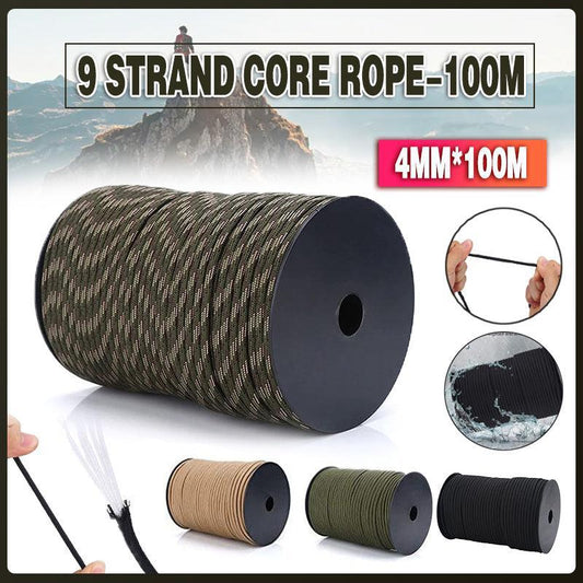 9 Strand Core Rope-100M 550 Paracord Parachute Cord Lanyard Mil Spec Type Iii - Army Green.