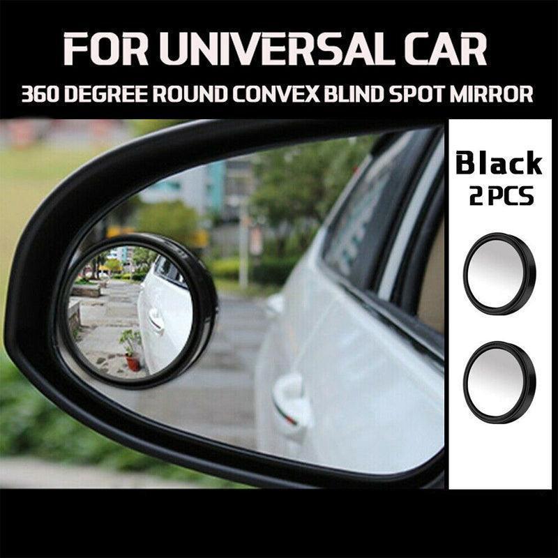 2X Blind Spot Car Mirror 360 Wide Angle Adjustable Rear Side View Convex Black.