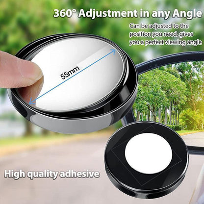 2X Blind Spot Car Mirror 360 Wide Angle Adjustable Rear Side View Convex Black.