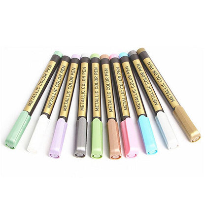 10Pcs/Set Waterproof  Paint Pens for Art on Metal Glass & Rock