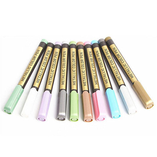 10Pcs/Set Waterproof  Paint Pens for Art on Metal Glass & Rock