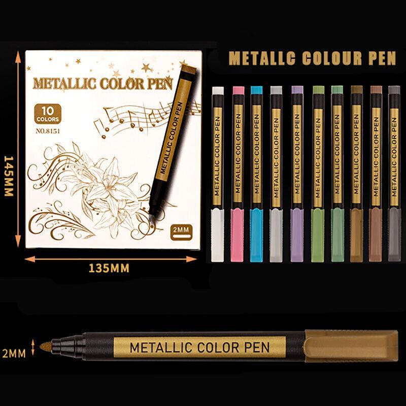 10Pcs/Set Waterproof  Paint Pens for Art on Metal Glass & Rock