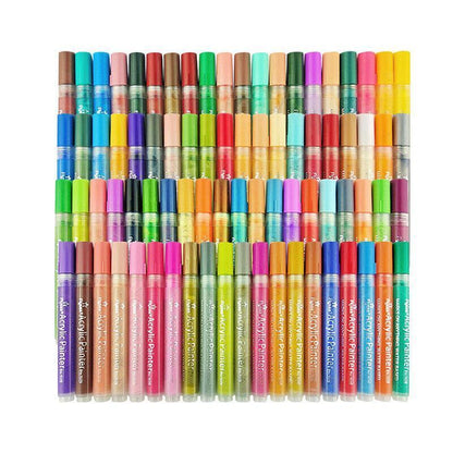 Flysea 12-80 Colours Acrylic Paint Pens Painting Stone Ceramic Glass Marker2-3Mm - 12-Colour Set