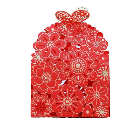 Laser Cut Wedding Favour Candy Gift Boxes Party Decoration Floral Design 12 Pack - Pink.