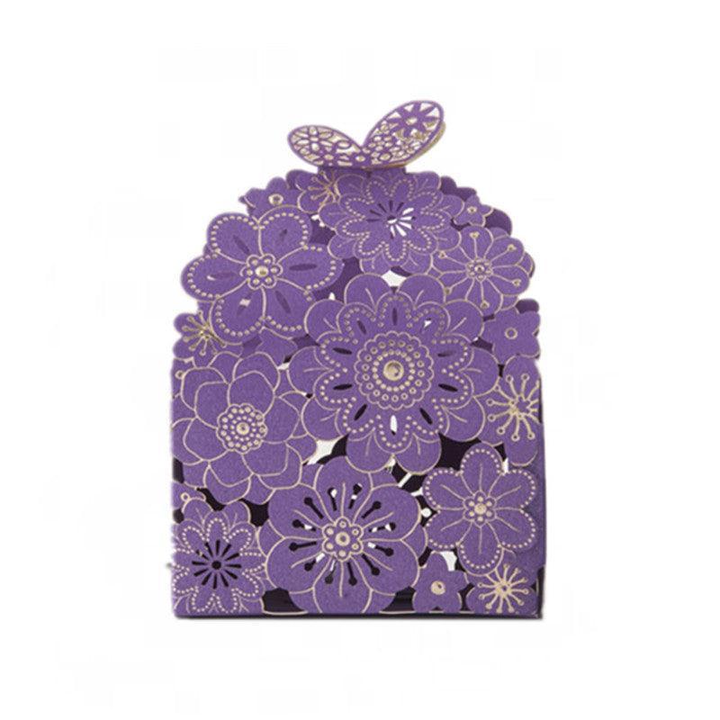 Laser Cut Wedding Favour Candy Gift Boxes Party Decoration Floral Design 12 Pack - Pink.