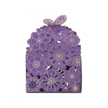 Laser Cut Wedding Favour Candy Gift Boxes Party Decoration Floral Design 12 Pack - Pink.