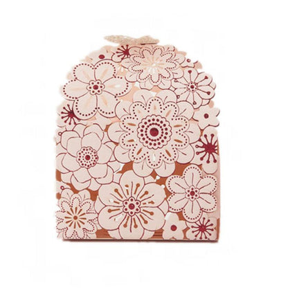 Laser Cut Wedding Favour Candy Gift Boxes Party Decoration Floral Design 12 Pack - Pink.