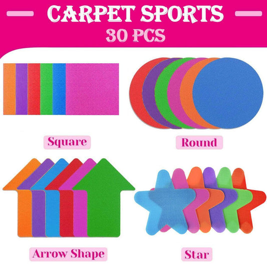 Classroom Sit Dots Carpet Spot Markers 30pcs Circles Stars Arrows Teaching Tool - Star.