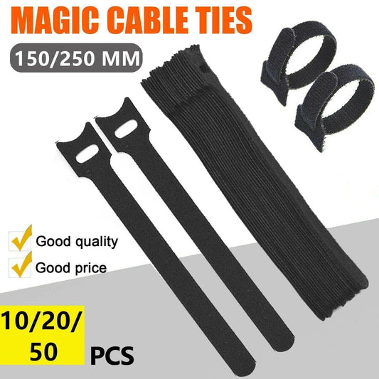 10/20/50PCS Reusable Hook and Loop Cable Ties Nylon Wire Cord Strap Organizer - 150 mm* 10 PCS.
