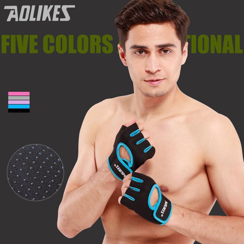 L Size Aolikes Sports Gloves Weight Lifting Exercise Training Workout Bike Riding - Black+Pink.