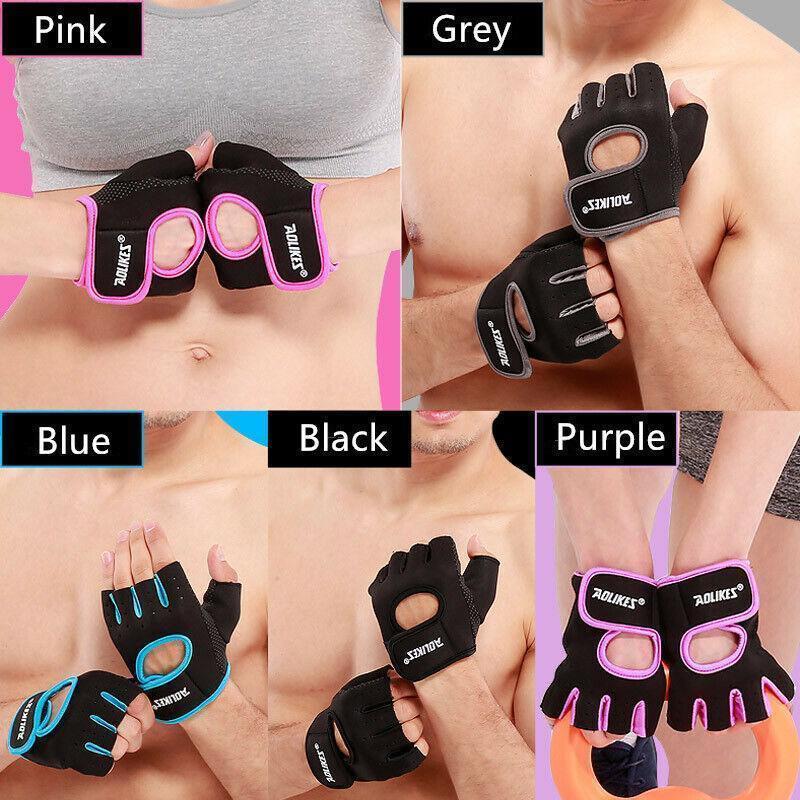 M Size Sports Gloves Weight Lifting Exercise Training Workout Bike Riding Men Women - Black+Grey.