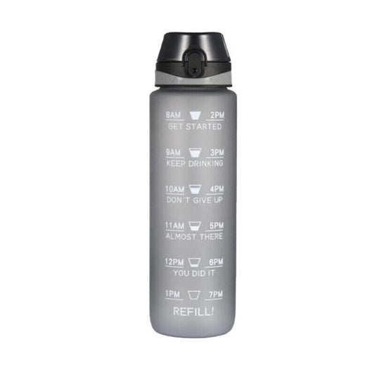 1L Water Bottle Motivational Drink Flask With Time Markings Bpa Free Sport Gym - Blue+Purple.