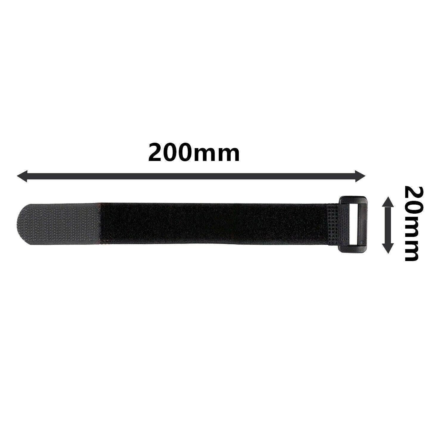 Magic Cable Ties Reusable Winder Coded Organiser Cords Hook Loop Black - 20*300mm  20PCS.