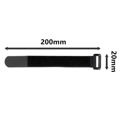 Magic Cable Ties Reusable Winder Coded Organiser Cords Hook Loop Black - 20*300mm  20PCS.