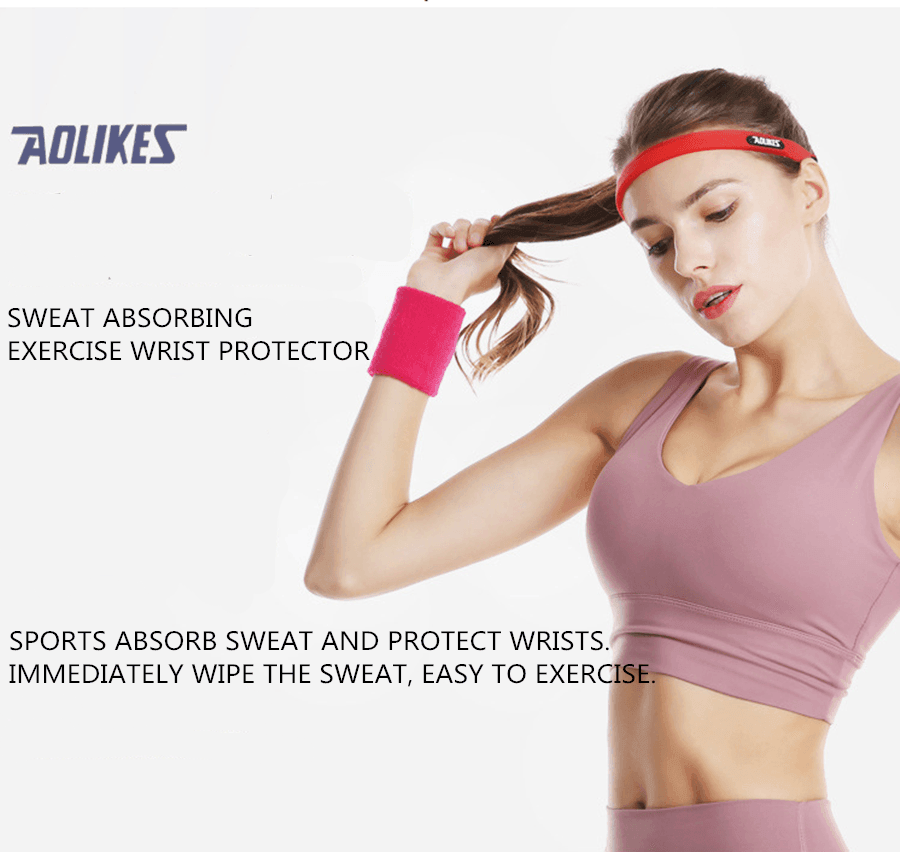 Sport Cotton Wristband Wrist Band Sweatband Sweat Training Tennis Gym Yoga - Grey