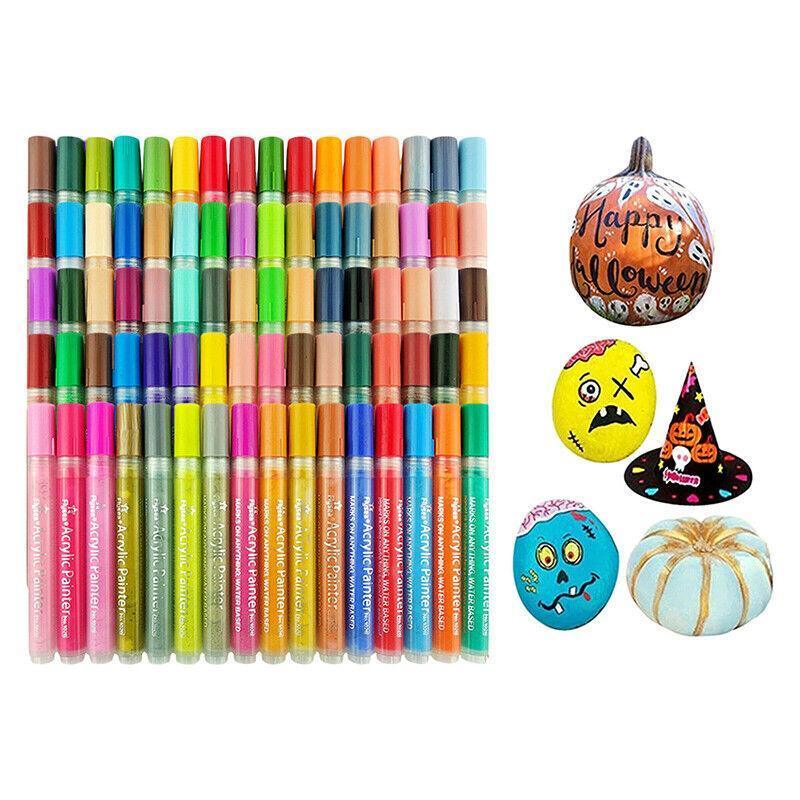 Flysea 12-80 Colours Acrylic Paint Pens Painting Stone Ceramic Glass Marker2-3Mm - 24-Colour Set