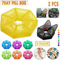 Weekly Pill Organiser 7 Day Medicine Box Tablet Case Dispenser 2 Pack - Orange.