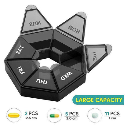 Weekly Pill Organiser 7 Day Medicine Box Tablet Case Dispenser 2 Pack - Orange.