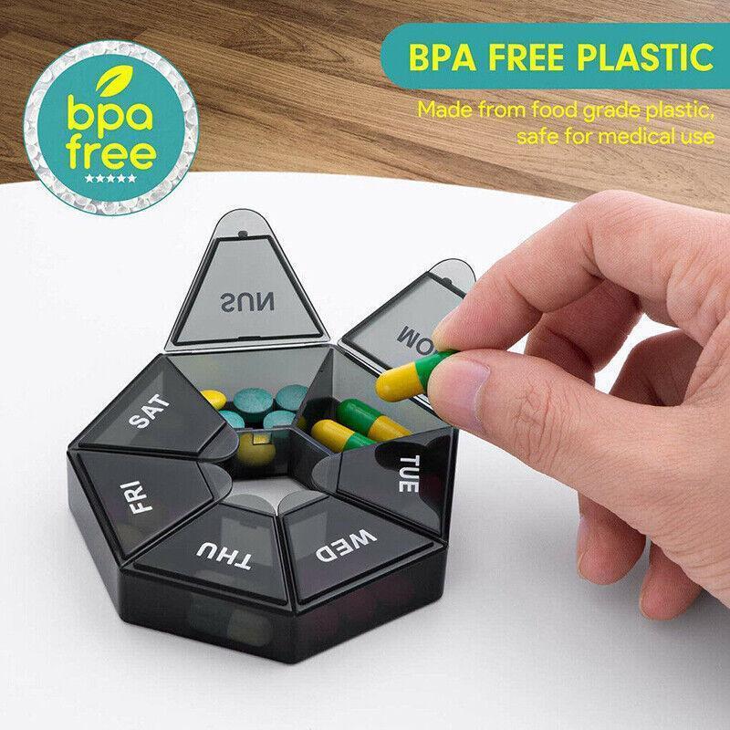 Weekly Pill Organiser 7 Day Medicine Box Tablet Case Dispenser 2 Pack - Orange.