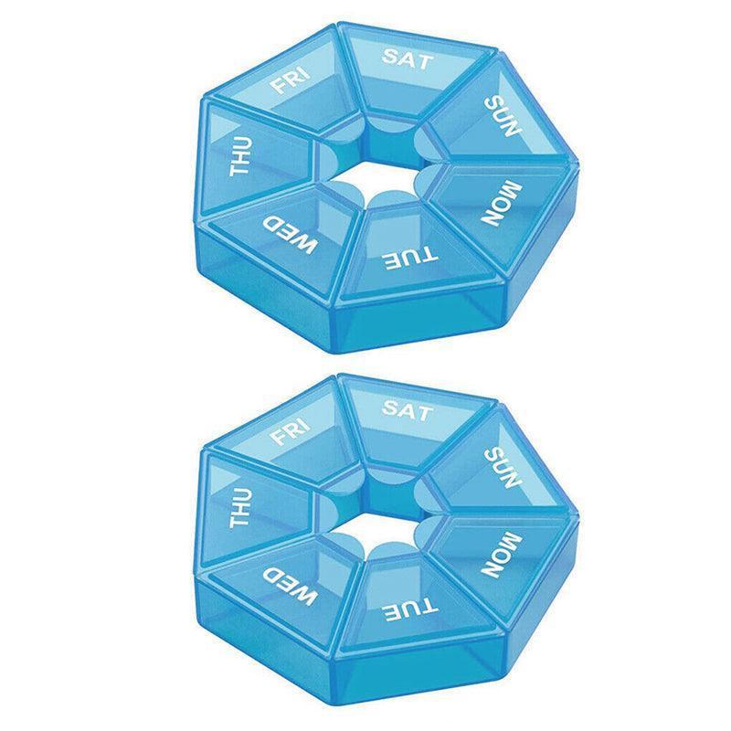 Weekly Pill Organiser 7 Day Medicine Box Tablet Case Dispenser 2 Pack - Orange.