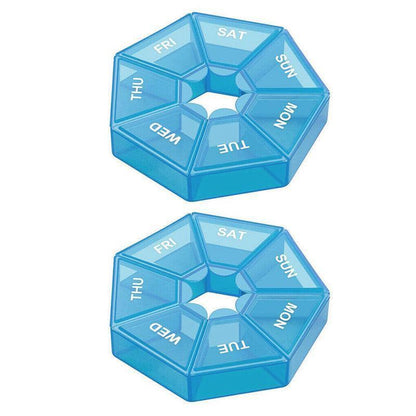Weekly Pill Organiser 7 Day Medicine Box Tablet Case Dispenser 2 Pack - Orange.