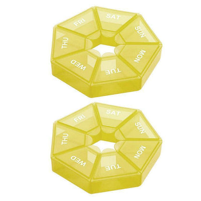 Weekly Pill Organiser 7 Day Medicine Box Tablet Case Dispenser 2 Pack - Orange.