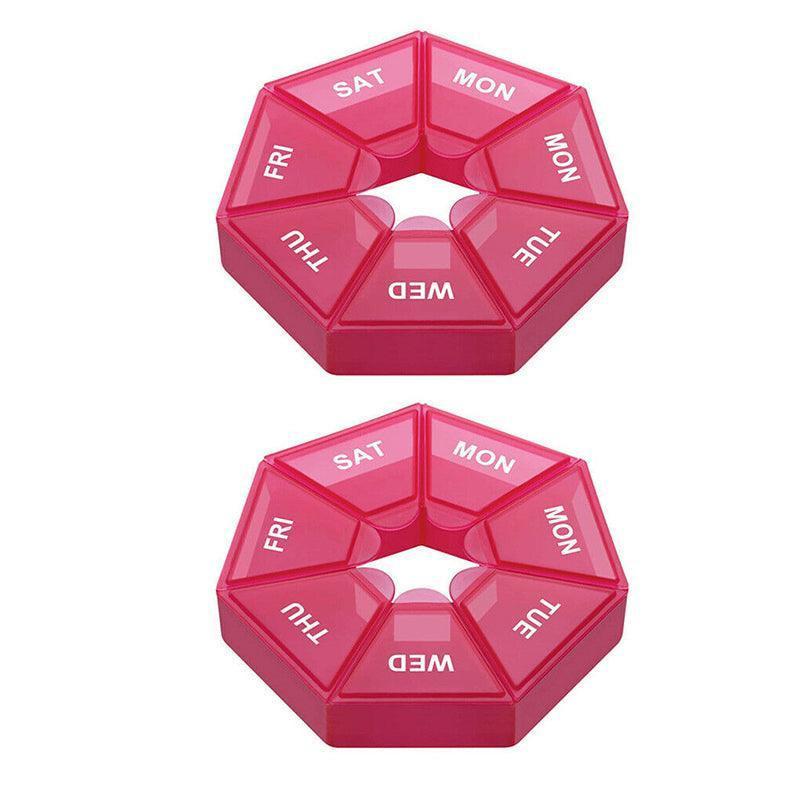 Weekly Pill Organiser 7 Day Medicine Box Tablet Case Dispenser 2 Pack - Orange.