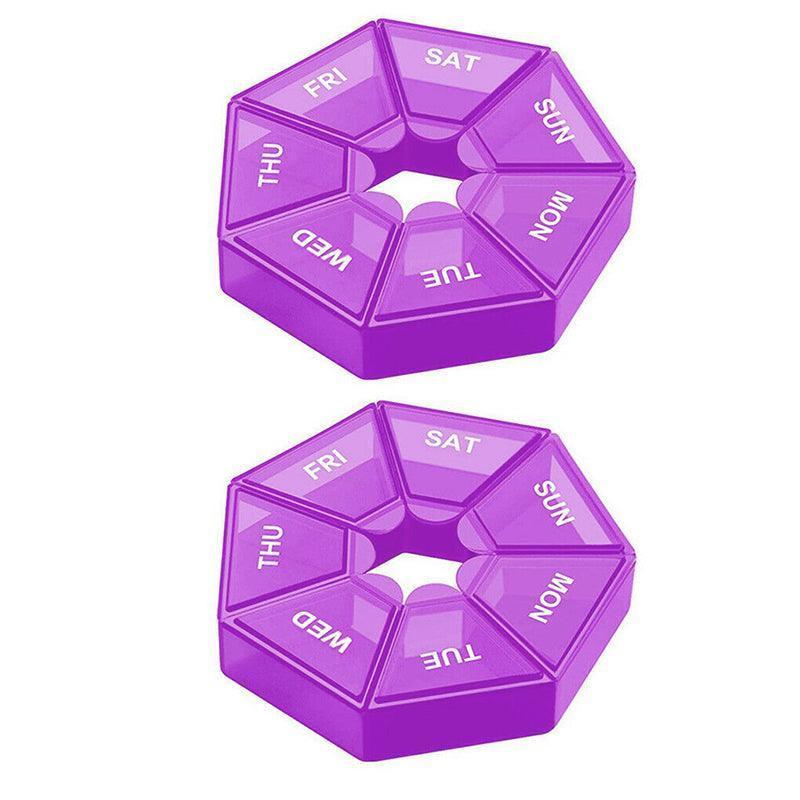 Weekly Pill Organiser 7 Day Medicine Box Tablet Case Dispenser 2 Pack - Orange.