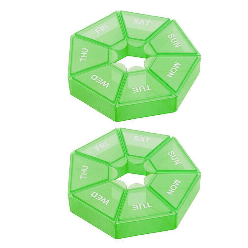 Weekly Pill Organiser 7 Day Medicine Box Tablet Case Dispenser 2 Pack - Orange.