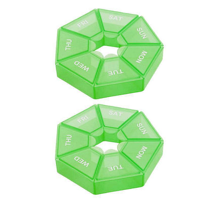 Weekly Pill Organiser 7 Day Medicine Box Tablet Case Dispenser 2 Pack - Orange.