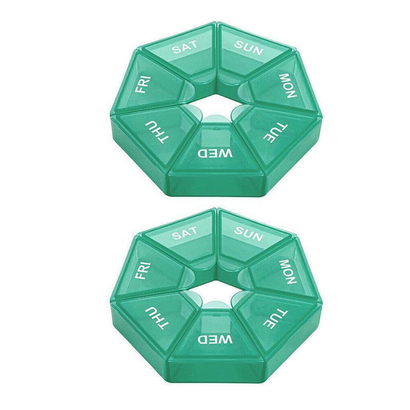 Weekly Pill Organiser 7 Day Medicine Box Tablet Case Dispenser 2 Pack - Orange.