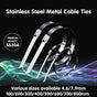 100x Stainless Steel Cable Ties SS304 Marine Grade Zip Strap Locking Wrap 100-800mm - 4.6*100mm