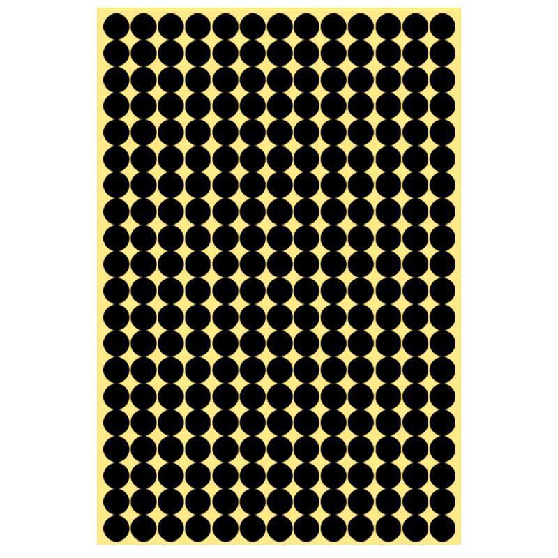 8/13/25/50mm Colour Sticker Dots Adhesive Round Labels Circular Scrapbooking Black - 8mm 260 Dots - 5 Sheets.