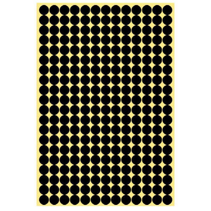 8/13/25/50mm Colour Sticker Dots Adhesive Round Labels Circular Scrapbooking Black - 8mm 260 Dots - 5 Sheets.
