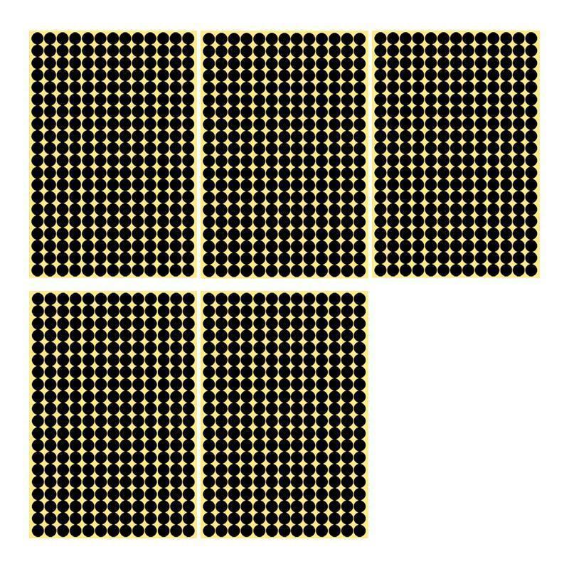 8/13/25/50mm Colour Sticker Dots Adhesive Round Labels Circular Scrapbooking Black - 8mm 260 Dots - 5 Sheets.