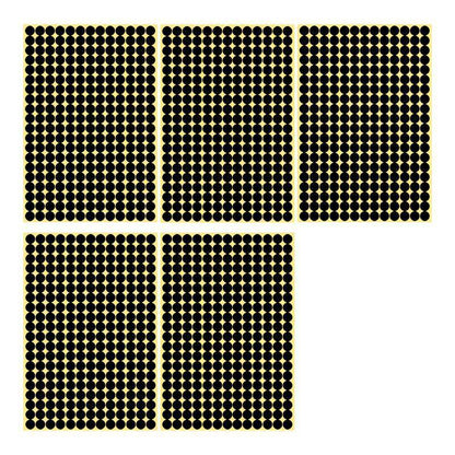 8/13/25/50mm Colour Sticker Dots Adhesive Round Labels Circular Scrapbooking Black - 8mm 260 Dots - 5 Sheets.