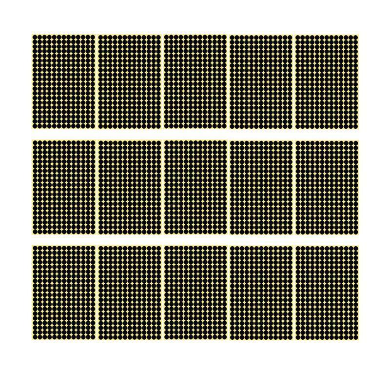 8/13/25/50mm Colour Sticker Dots Adhesive Round Labels Circular Scrapbooking Black - 8mm 260 Dots - 5 Sheets.