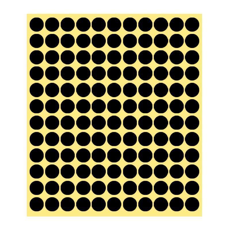 8/13/25/50mm Colour Sticker Dots Adhesive Round Labels Circular Scrapbooking Black - 8mm 260 Dots - 5 Sheets.