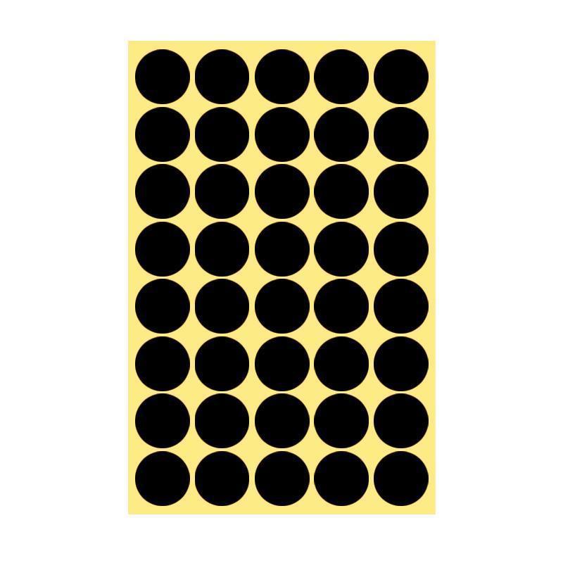 8/13/25/50mm Colour Sticker Dots Adhesive Round Labels Circular Scrapbooking Black - 8mm 260 Dots - 5 Sheets.