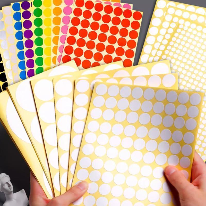 8/13/25/50mm Colour Sticker Dots Adhesive Round Labels Circular Scrapbooking Green - 25mm 40 Dots - 5 Sheets.
