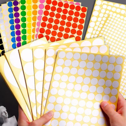 8/13/25/50mm Colour Sticker Dots Adhesive Round Labels Circular Scrapbooking Green - 50mm 8 Dots - 5 Sheets.