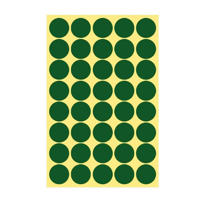 8/13/25/50mm Colour Sticker Dots Adhesive Round Labels Circular Scrapbooking Green - 50mm 8 Dots - 5 Sheets.