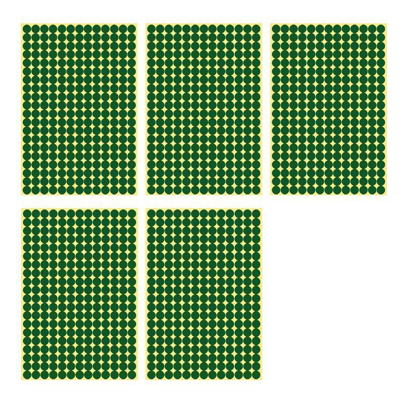 8/13/25/50mm Colour Sticker Dots Adhesive Round Labels Circular Scrapbooking Green - 8mm 260 Dots - 5 Sheets.
