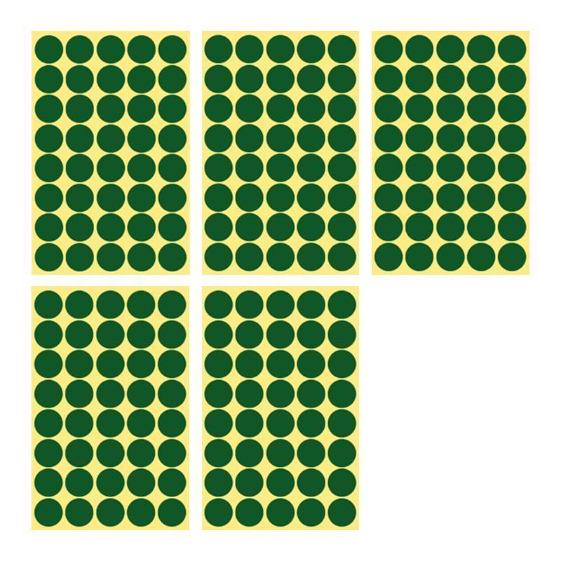 8/13/25/50mm Colour Sticker Dots Adhesive Round Labels Circular Scrapbooking Green - 8mm 260 Dots - 5 Sheets.