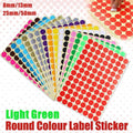 8/13/25/50mm Sticker Dots Adhesive Round Labels Circular Scrapbooking Light Green - 50mm 8 Dots - 5 Sheets.