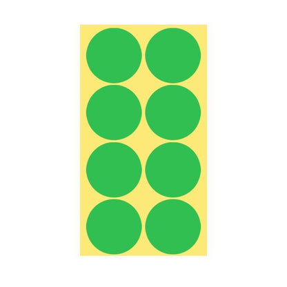8/13/25/50mm Sticker Dots Adhesive Round Labels Circular Scrapbooking Light Green - 50mm 8 Dots - 5 Sheets.