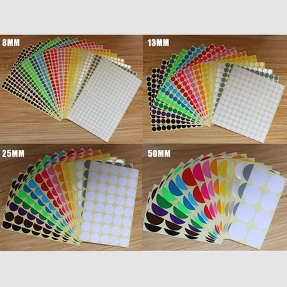 8/13/25/50mm Sticker Dots Adhesive Round Labels Circular Scrapbooking Light Green - 50mm 8 Dots - 5 Sheets.